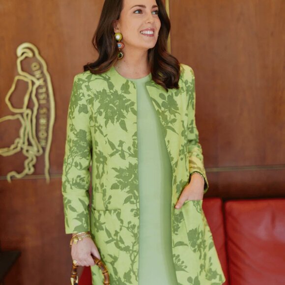 BURU x Jaimie Dewberry | Size M | Green Linen Floral Walking Coat | NWT ($398) - Picture 2 of 12